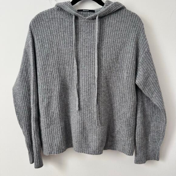 Quince Mongolian Cashmere Fisherman Pullover Hoodie XS Gray - Picture 4 of 8